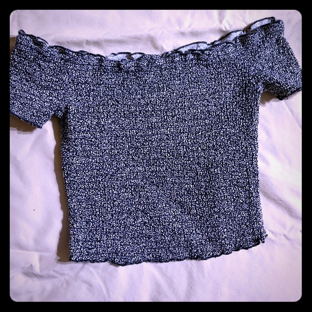 Abercrombie Girls Smocked Off the Shoulder Crop